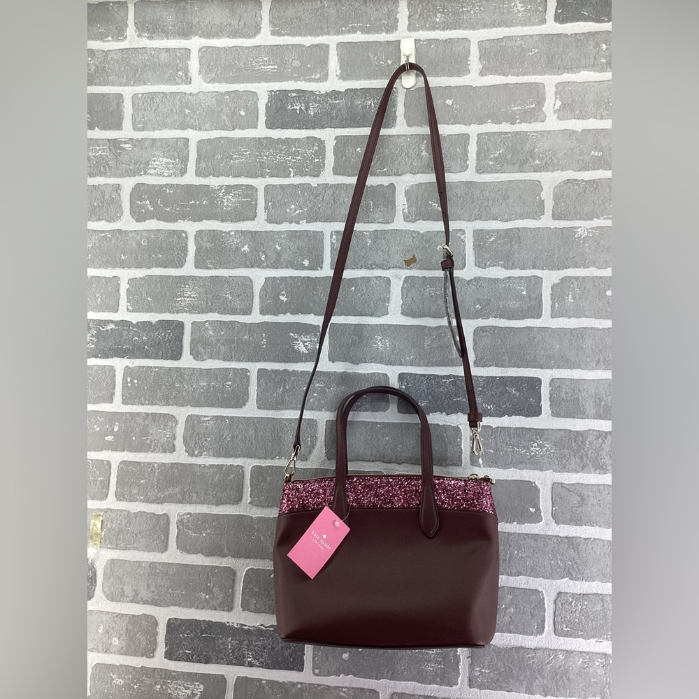 Kate Spade Flash Glitter Cherrywood Satchel  New